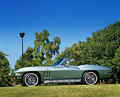 VET 03 RK0002 04
1966 Chevrolet Corvette Stingray Convertible Blue Low 3/4 Front View On Grass