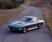 VET 03 RK0068 03
1966 Chevrolet Corvette Stingray Blue 3/4 Front View On Pavement Hill