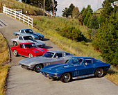 VET 03 RK0074 12
1963-1967 Chevrolet Corvettes In A Row On Pavement Hill