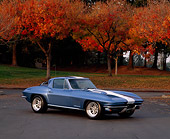 VET 03 RK0169 01
1967 Chevrolet Corvette Grand Sport Blue White Stripe 3/4 Side View On Pavement
