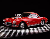 VET 03 RK0240 03
1962 Chevrolet Corvette Pro Street Roadster Red 3/4 Front View On Checkered Floor Studio