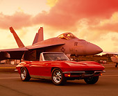 VET 03 RK0363 09
1963 Chevrolet Corvette 327 Convertible Red Low 3/4 Front View On Pavement By Airplane Filtered