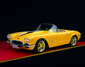 VET 03 RK0384 05
1962 Extreme Corvette Convertible Yellow 3/4 Front View On Red Floor Yellow Line Studio