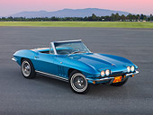 VET 03 RK0595 01
1965 Chevrolet Corvette Convertible Nassau Blue 3/4 Front View On Pavement By Grass