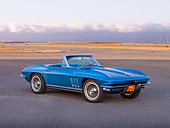 VET 03 RK0599 01
1965 Chevrolet Corvette Convertible Nassau Blue 3/4 Front View On Pavement By Hills