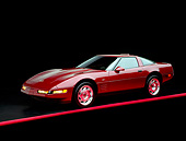 VET 04 RK0008 01
1993 Chevrolet Corvette Anniversary Edition Burgundy 3/4 Side View On Red Line Studio