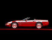 VET 04 RK0016 06
1993 Chevrolet Corvette Anniversary Edition Burgundy Profile View On Red Line Studio