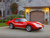 VET 05 RK0214 01
1977 Chevrolet Corvette Red 3/4 Front View On Brick By House