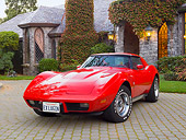 VET 05 RK0215 01
1977 Chevrolet Corvette Red 3/4 Front View On Brick By House