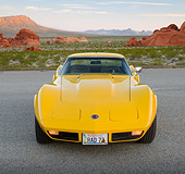 VET 05 RK0239 01
1973 Chevrolet Corvette Stingray Yellow Front View On Pavement In Desert