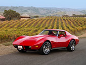 VET 05 RK0159 01
1977 Chevrolet Corvette Coupe Red 3/4 Front View On Pavement By Vineyard