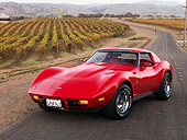 VET 05 RK0161 01
1977 Chevrolet Corvette Coupe Red 3/4 Front View On Pavement By Vineyard