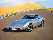 VET 05 RK0166 01
1973 Chevrolet Corvette Coupe Silver 3/4 Front View By Hill