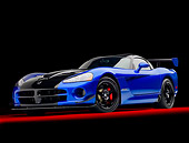 VIP 01 RK0318 01
2010 Dodge Viper ACR Blue With Black Stripe 3/4 Front View In Studio