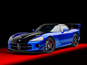 VIP 01 RK0319 01
2010 Dodge Viper ACR Blue With Black Stripe 3/4 Front View In Studio
