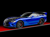 VIP 01 RK0320 01
2010 Dodge Viper ACR Blue With Black Stripe 3/4 Side View In Studio
