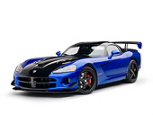 VIP 01 RK0335 01
2010 Dodge Viper ACR Blue With Black Stripe 3/4 Front View On White Seamless