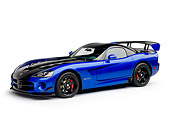 VIP 01 RK0336 01
2010 Dodge Viper ACR Blue With Black Stripe 3/4 Side View On White Seamless