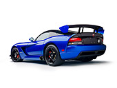 VIP 01 RK0337 01
2010 Dodge Viper ACR Blue With Black Stripe 3/4 Rear View On White Seamless