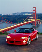 VIP 01 RK0008 07
1993 Dodge Viper Red 3/4 Front View By Golden Gate Bridge At Night