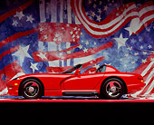 VIP 01 RK0016 08
Dodge Viper Red Convertible Profile View On Red Line American Design Background