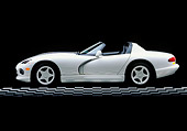 VIP 01 RK0077 03
1996 Dodge Viper RT/10 Roadster White Blue Stripe Profile View Studio