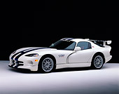 VIP 01 RK0113 06
1998 Dodge Viper GT2 White Blue Stripe 3/4 Side View On White Floor Studio