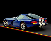 VIP 02 RK0033 06
Dodge Viper GTS Concept Car Blue White Stripe 3/4 Rear View Studio