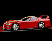 VIP 02 RK0117 06
Dodge Viper GTSR Concept Car Red Silver Stripe 3/4 Side View On Red Floor Gray Line Studio