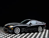 VIP 02 RK0081 01
1999 Dodge Viper GTS ACR Black 3/4 Side View On Checkered Floor Studio