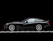 VIP 02 RK0085 04
1999 Dodge Viper GTS ACR Black Profile View On Checkered Line Studio