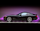 VIP 02 RK0088 04
1999 Dodge Viper GTS ACR Black Profile View On Checkered Line Studio