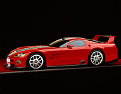 VIP 02 RK0117 06
Dodge Viper GTSR Concept Car Red Silver Stripe 3/4 Side View On Red Floor Gray Line Studio