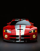 VIP 02 RK0121 05
Dodge Viper GTSR Concept Car Red Silver Stripe Head On Studio