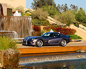 VIP 02 RK0149 02
2000 Dodge Viper ACR Coupe Gray Silver Stripe 3/4 Side View By Water Fountains Trees Blue Sky